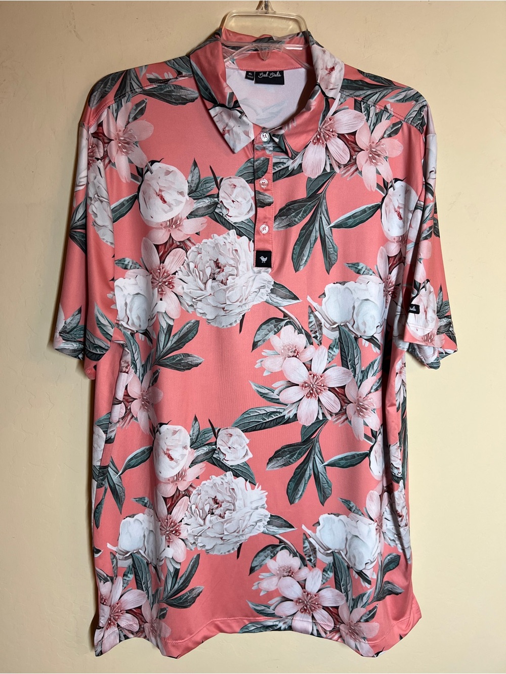 Bad Birdie Pink Floral Polo Shirt